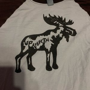 Long sleeve moose shirt brown and creme casual